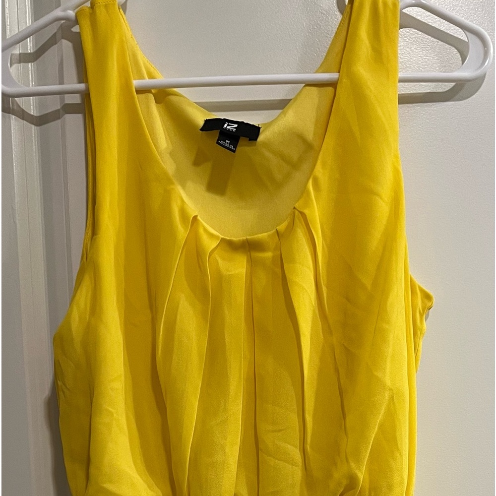 IZ BYER Scrunch Waist Yellow Mini Dress - Size Med